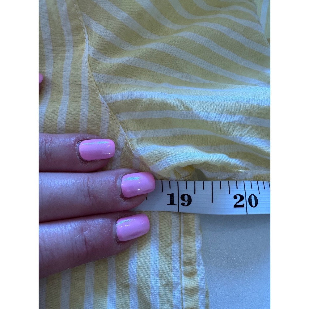 LAFAYETTE 148 Justice Yellow‎ White Stripe Short Sleeve Button Down Shirt X - Picture 7 of 12